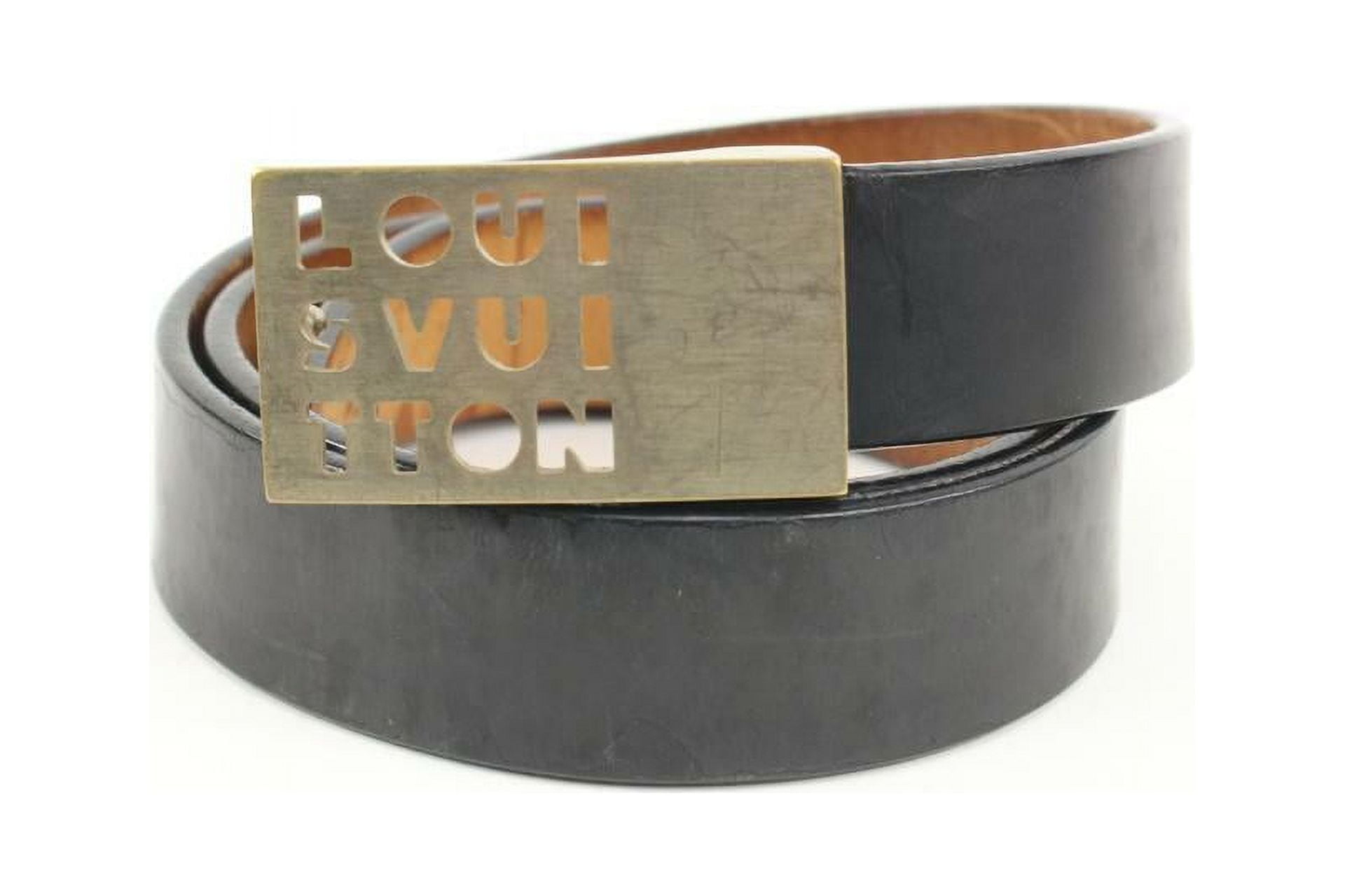 Louis Vuitton 90/36 Black x Silver Outline LV Shadow Belt 52lv218sW 