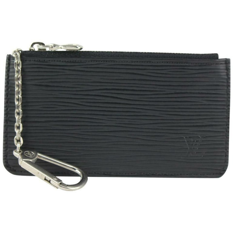 Louis Vuitton Black Leather Key Pouch Coin Purse Wallet