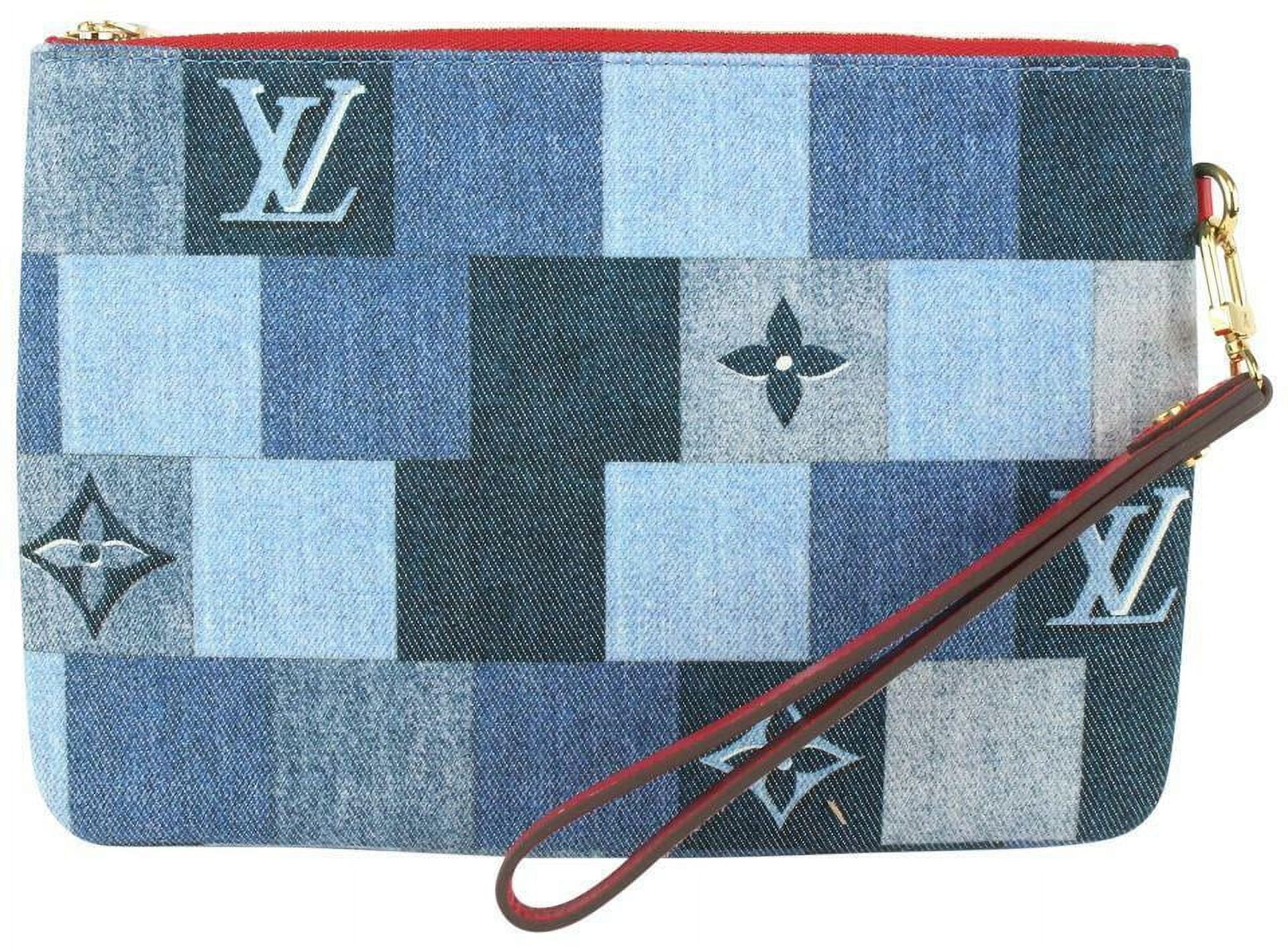 Louis Vuitton Blue Denim City Pouch Wristlet Bag 1012lv46W 