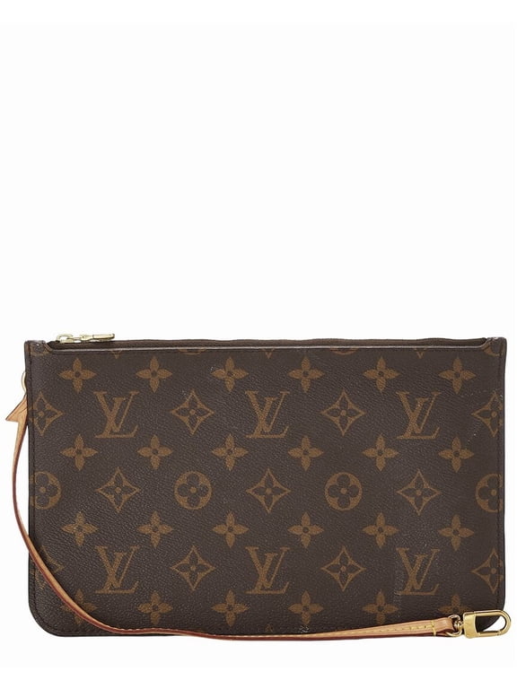 Brown Monogram Coated Canvas Neverfull Pouch NM MM