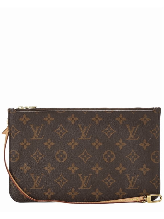 Brown Monogram Coated Canvas Neverfull Pouch NM MM
