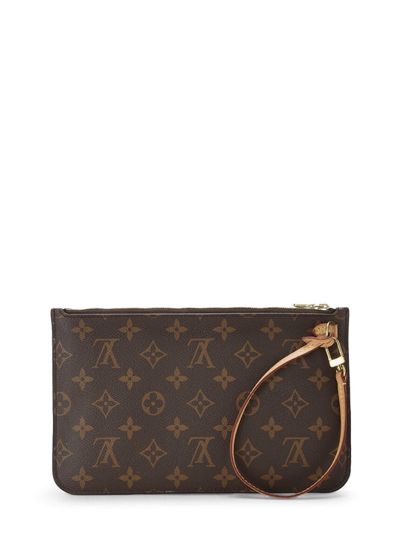 Brown Monogram Coated Canvas Neverfull Pouch NM MM