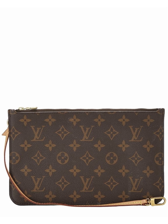 Brown Monogram Coated Canvas Neverfull Pouch NM MM