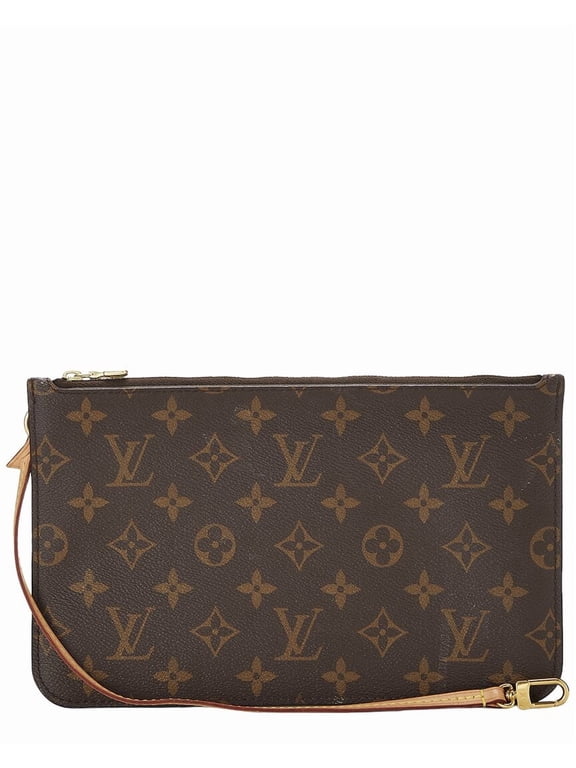 Brown Monogram Coated Canvas Neverfull Pouch NM MM