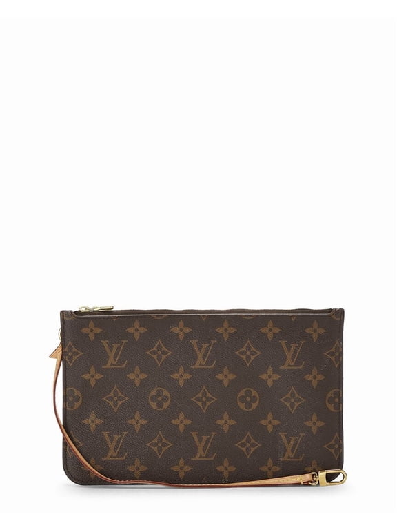 Brown Monogram Coated Canvas Neverfull Pouch NM MM