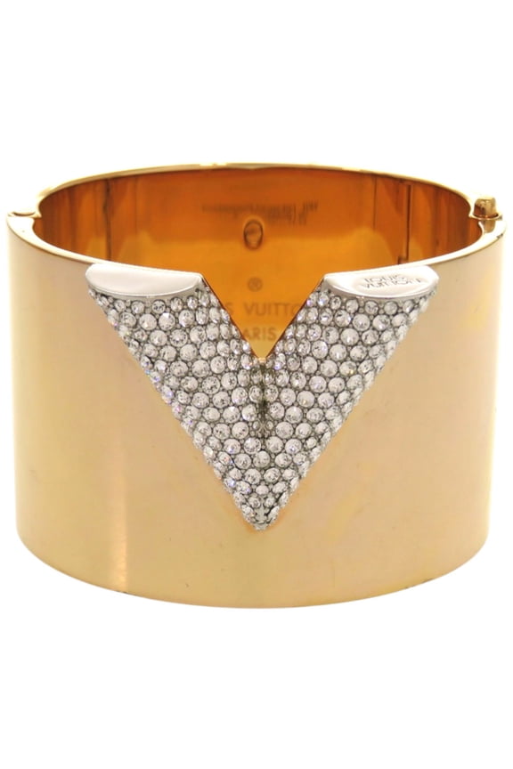 Pre-Owned Louis Vuitton Essential V M68157 GP Rhinestone Gold Bangle LV 1002 LOUIS... (Good)