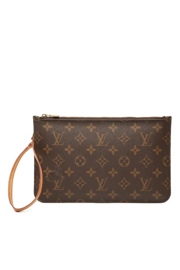 Pre-Owned Louis Vuitton Monogram Neverfull with attached handbag and pouch, brown leather,...