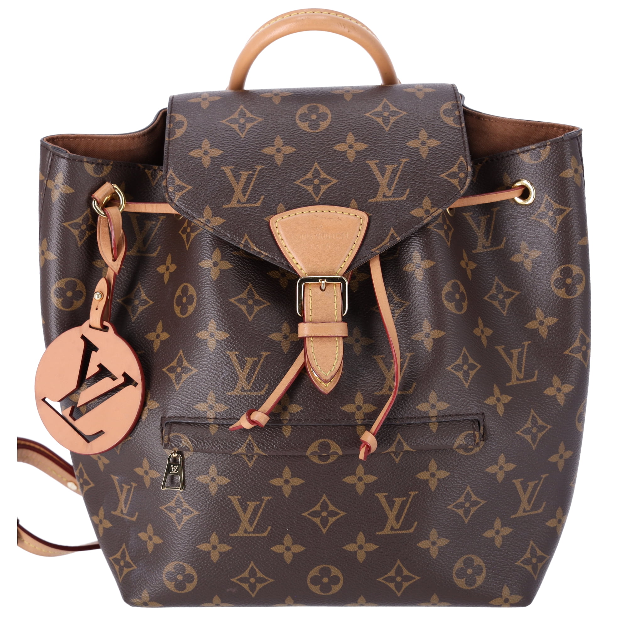 Louis Vuitton Montsouris PM Backpack Brown Monogram With LV Logo Charm  M45501 - Walmart.com