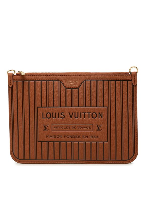 Pre-Owned Louis Vuitton Neverfull Inside Out with attached handbag and pouch, brown leather,...