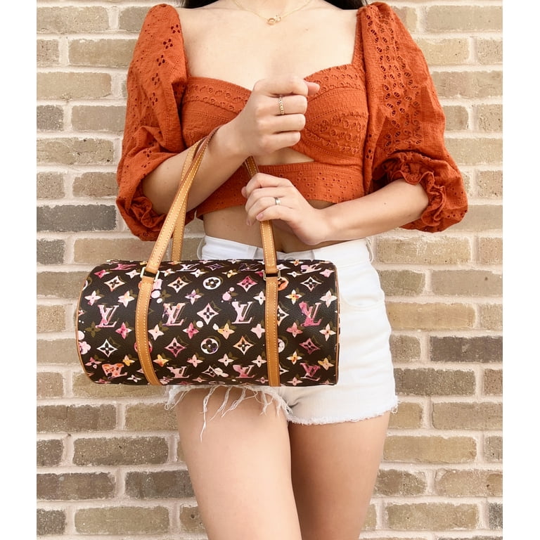 Louis Vuitton Women s Monogram Watercolor Cylinder Bag Brown Walmart