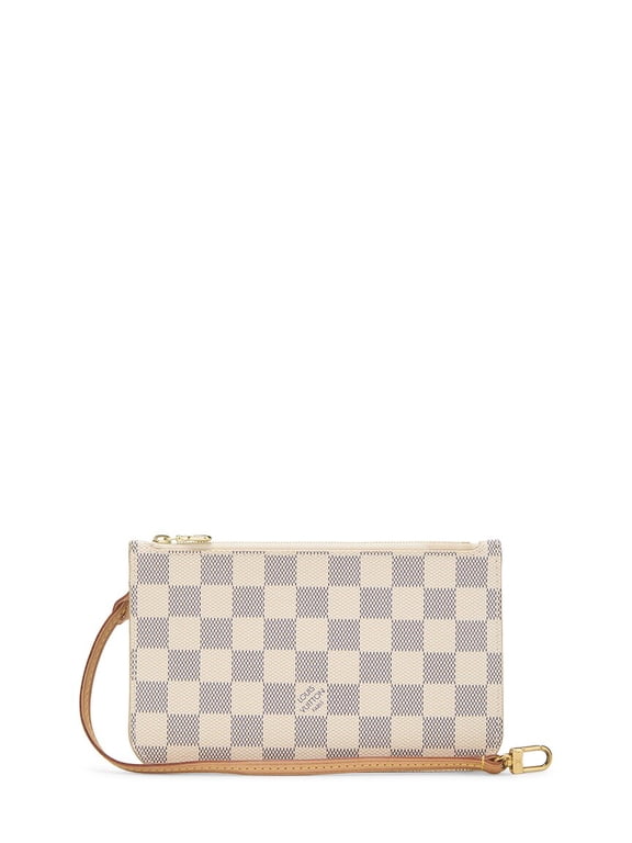 White Damier Azur Coated Canvas Neverfull Pouch NM PM