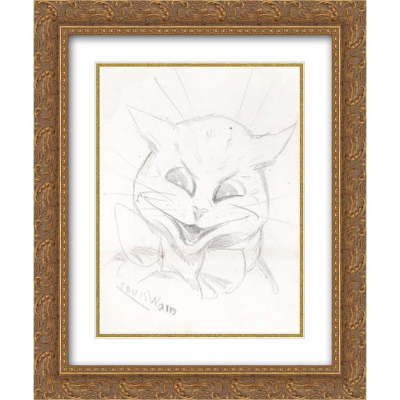 Louis Wain 2x Matted 20x24 Gold Ornate Framed Art Print 'HAPPY CAT'