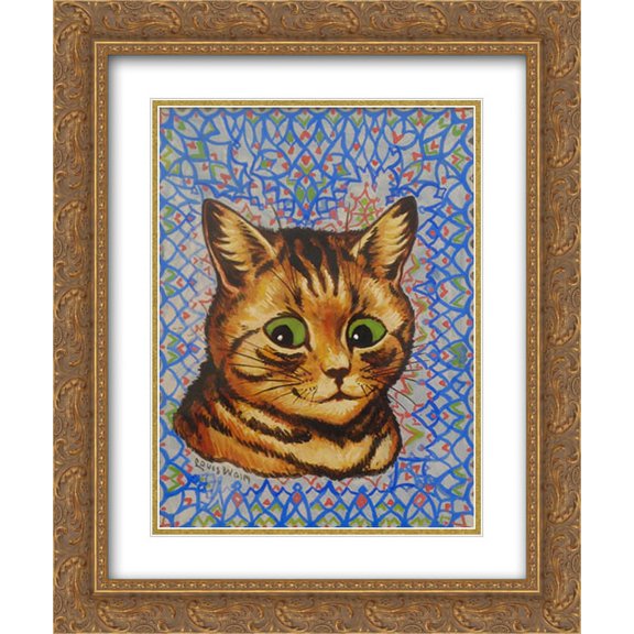 Louis Wain 2x Matted 20x24 Gold Ornate Framed Art Print 'Untitled'