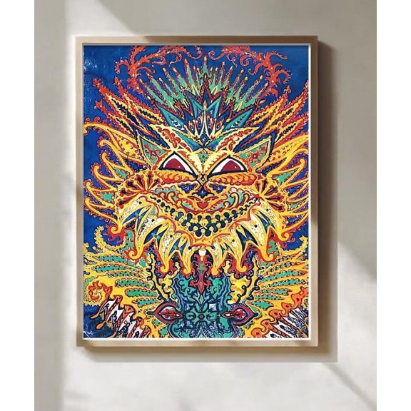 Louis Wain Psychedelic Cats Classic Art Print, Stretched Canvas