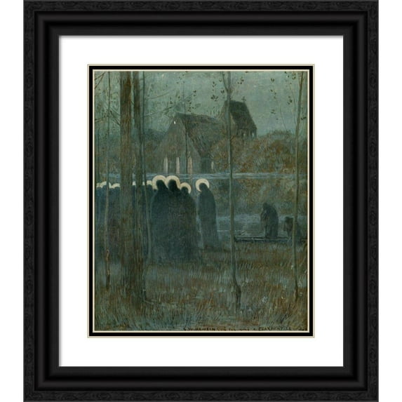 Louis Welden Hawkins 15x18 Black Ornate Wood Framed Double Matted Museum Art Print Titled - Procession of Souls (1890)