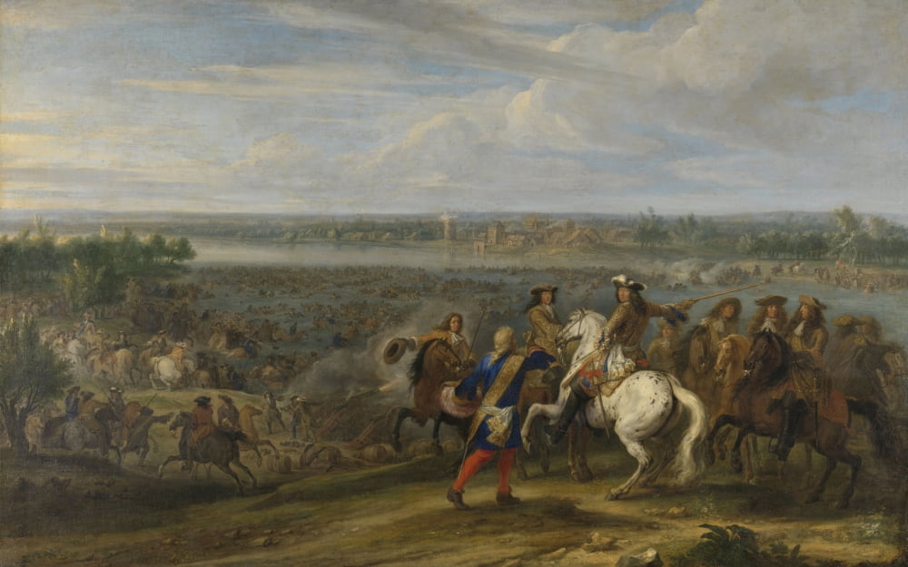 Louis Xiv Crossing Into The Netherlands At Lobith Canvas Art - (36 x 24)