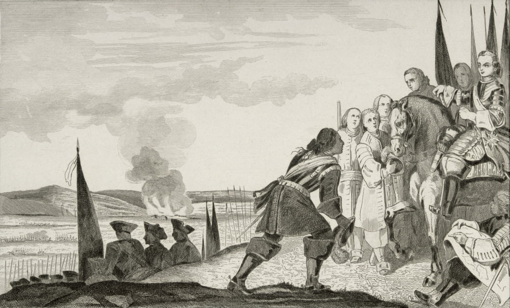 Louis Xv 1710 To 1774 At The Battle Of Fontenoi In 1745 From Histoire De France By Colart Published Circa 1840 Canvas Art - Ken Welsh Design Pics (19 x 11)