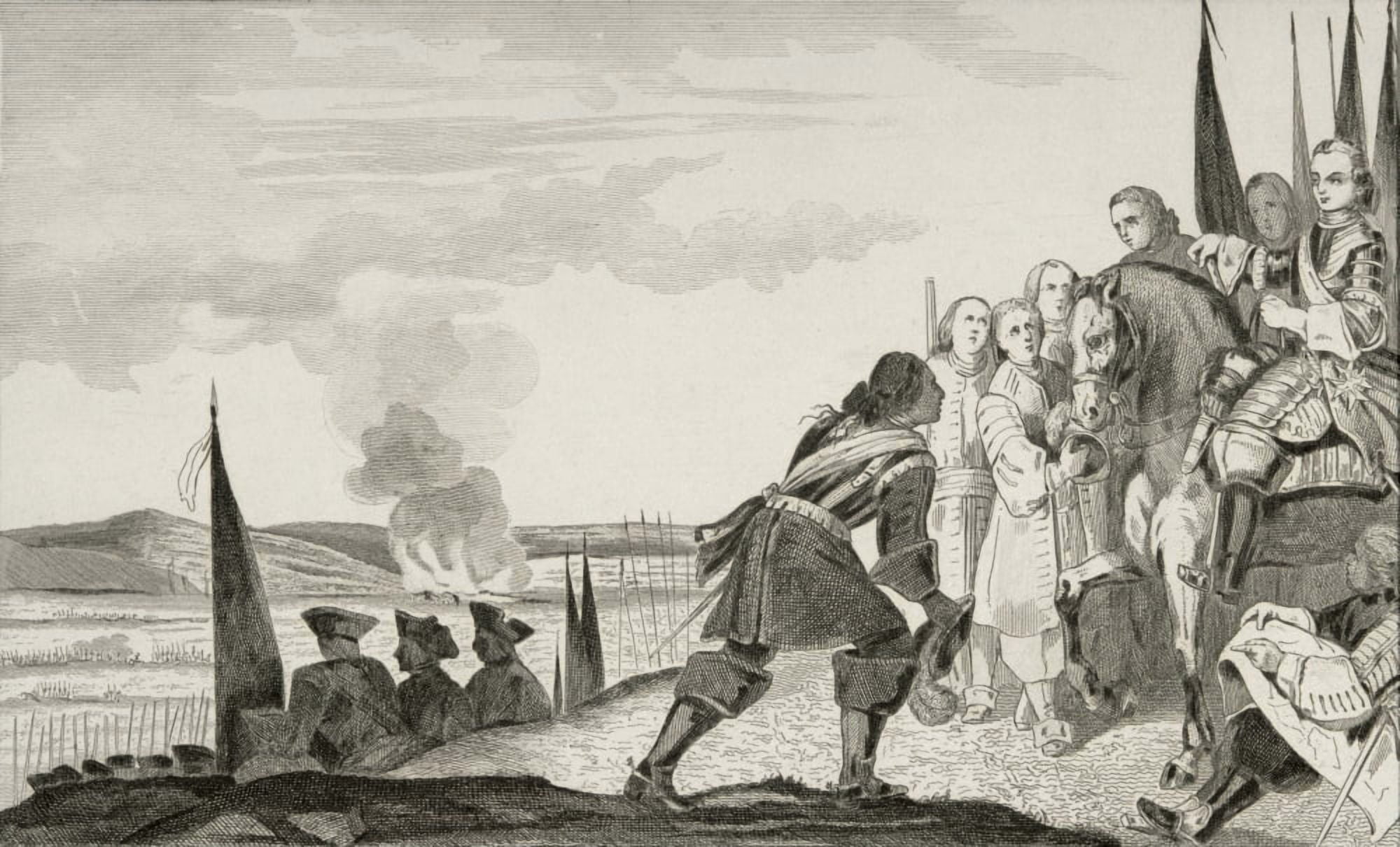 Louis Xv 1710 To 1774 At The Battle Of Fontenoi In 1745 From Histoire De France By Colart Published Circa 1840 Canvas Art - Ken Welsh Design Pics (38 x 22)