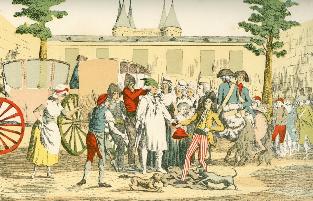 Louis Xvi On His Way To The Temple Prison During The French Revolution Is Made To Wear A Green Bonnet A Convicts Bonnet From A Contemporary Print Canvas Art - Ken Welsh Design Pics (17 x 11)