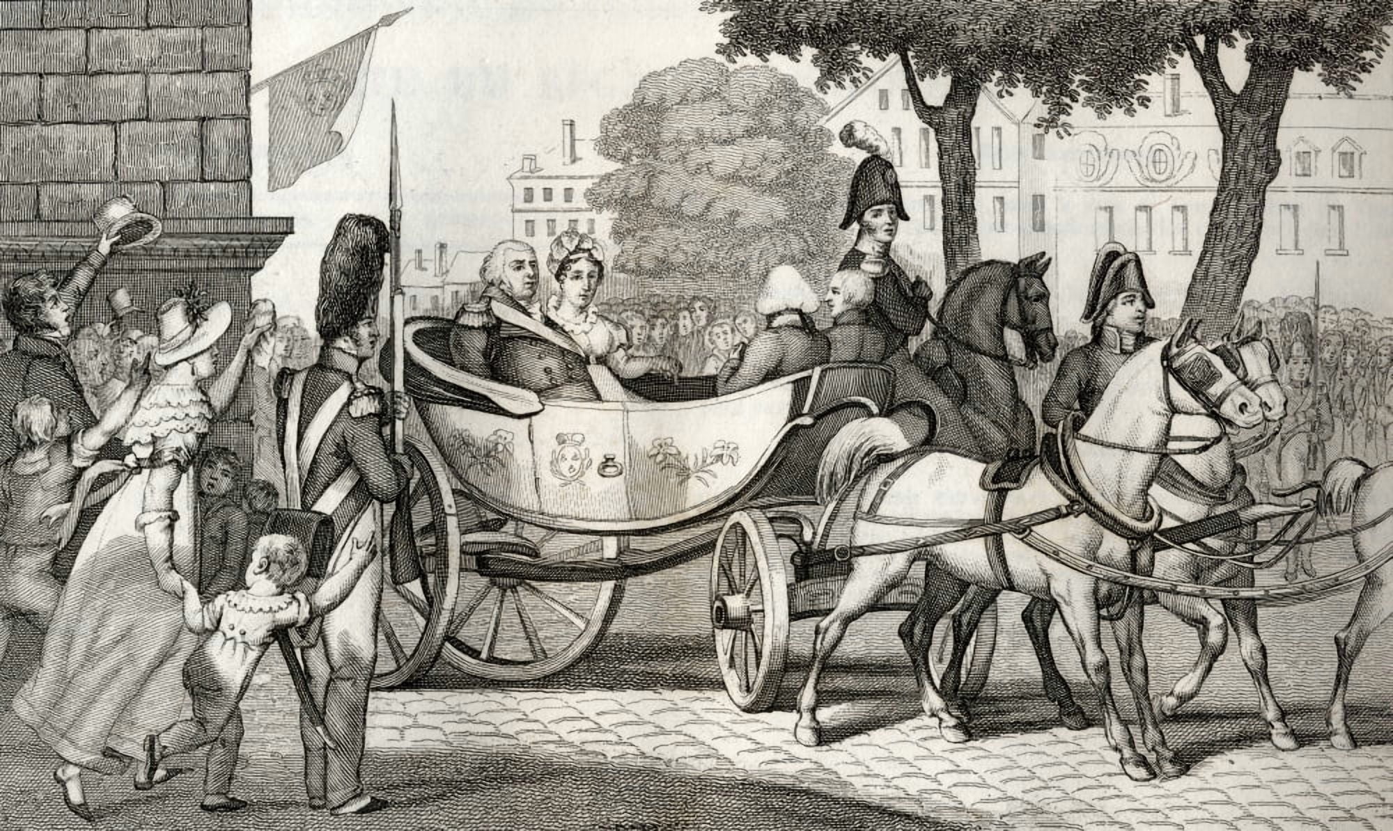 Louis Xviii 1755 To 1824 Enters Paris At The Restoration Of 1814 From Histoire De France By Colart Published Circa 1840 Canvas Art - Ken Welsh Design Pics (38 x 22)