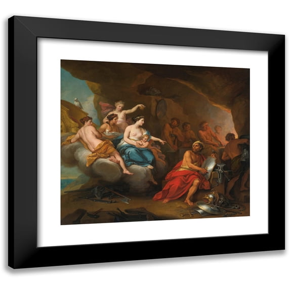 Louis de Boullogne the Younger 17x15 Black Modern Framed Museum Art Print Titled - Venus In the Forge of Vulcan (1723)