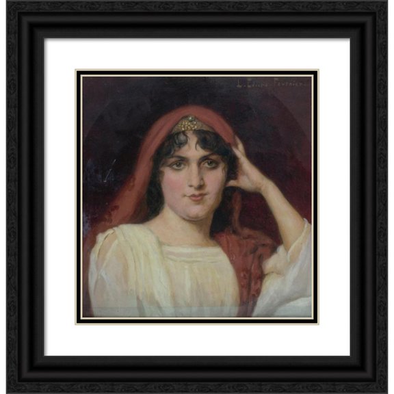 Louis Édouard Fournier 15x16 Black Ornate Wood Framed Double Matted Museum Art Print Titled - Portrait of Madeleine Roch (1885-1930), Member of the Comedie-Francaise, in the Role of Sab
