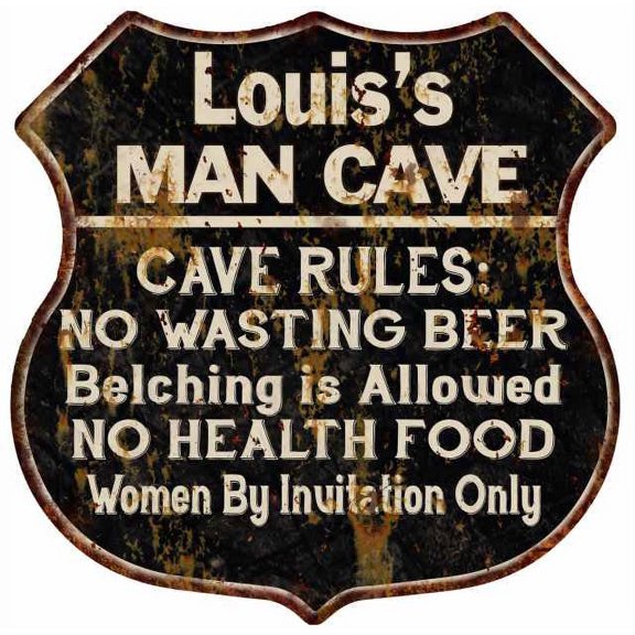 Louis's Man Cave Rules Sign Shield Metal Gift 211110007203