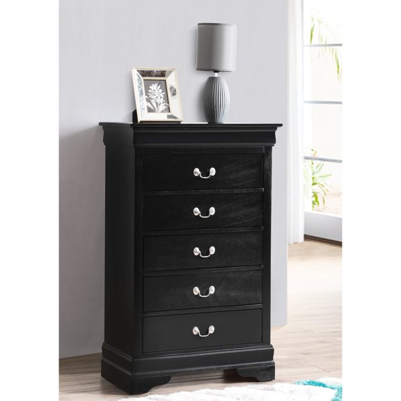 LouisPhillipe G2150 - CH Black Chest for Bedroom / Drawers with Secure Metal Guides