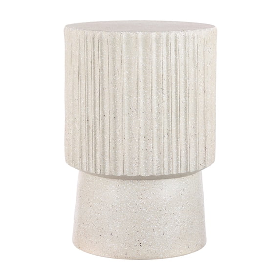 Louisa 19" Modern Art Deco Tambour Accent Table , Cream Terrazzo Finish
