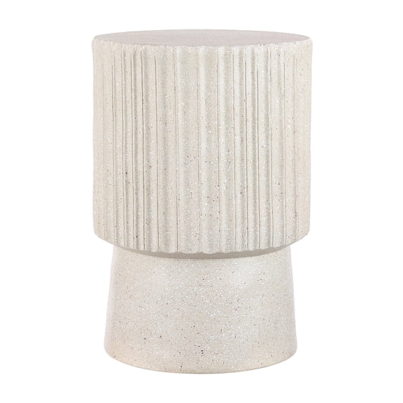 Louisa 19" Modern Art Deco Tambour Accent Table , Cream Terrazzo Finish
