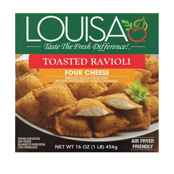 Louisa Four Cheese Toasted Ravioli, 16 oz Box – Frozen Pasta Appetizer with Italian Breadcrumbs, Quick Family Dinner
