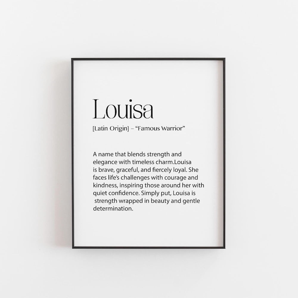 Louisa Name Meaning Poster, Famous Warrior, Elegant Gift for Her ...