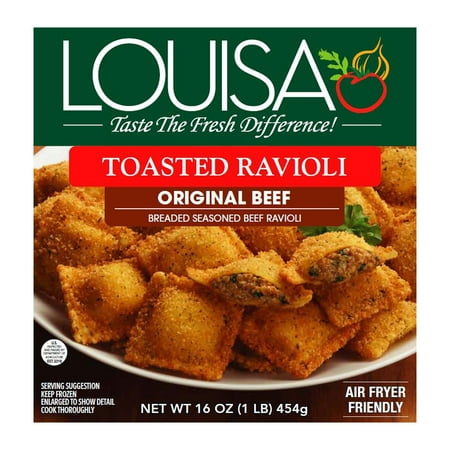 Louisa Original Beef Toasted Ravioli, 16 oz Box – Frozen St. Louis-Style Appetizer with Italian Breadcrumbs, Oven or Air Fryer Ready