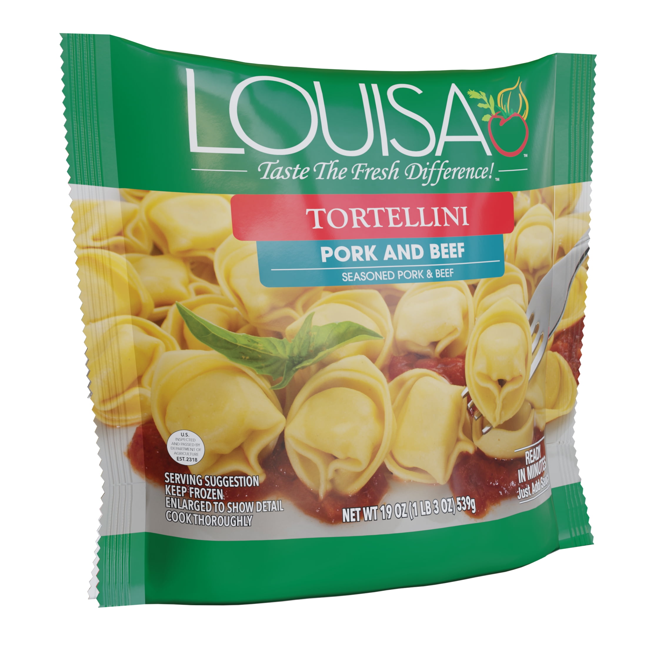 Louisa Seasoned Pork and Beef Meat Tortellini, Frozen Pasta Meal, 19 oz