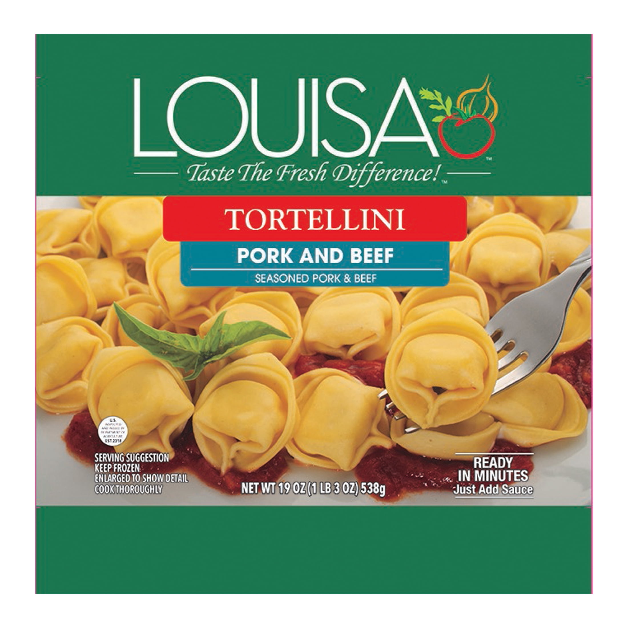 Louisa Seasoned Pork and Beef Meat Tortellini, Frozen Pasta Meal, 19 oz