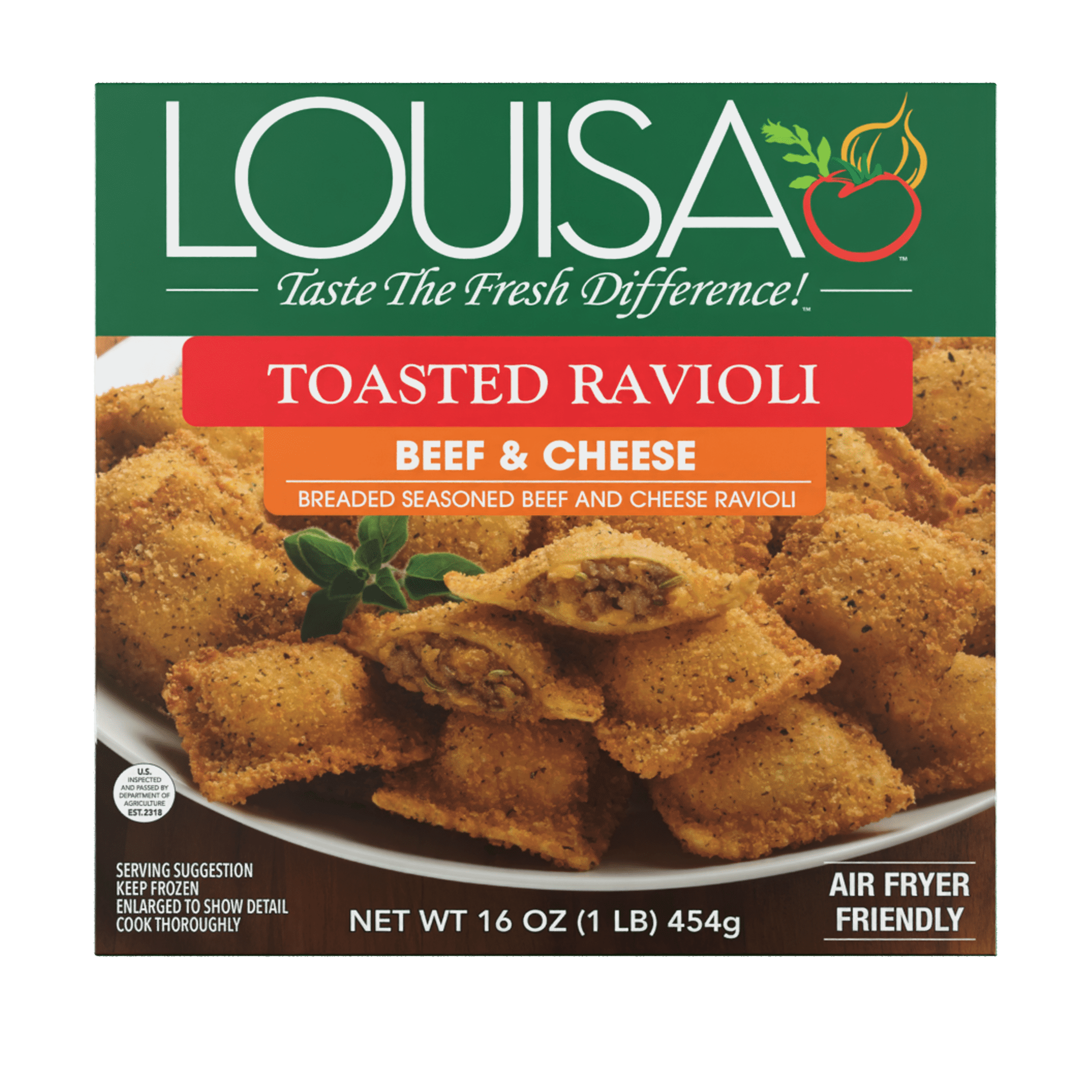 Louisa Toasted Beef & Cheese Ravioli, 16 oz Box – Frozen Pasta Meal with Italian Breadcrumbs, Quick Dinner or Appetizer
