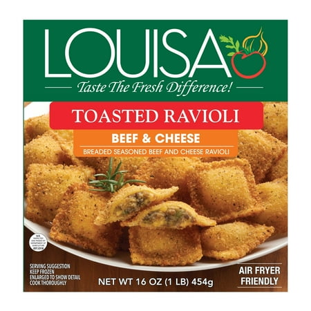 Louisa Toasted Beef & Cheese Ravioli, 16 oz Box – Frozen Pasta Meal with Italian Breadcrumbs, Quick Dinner or Appetizer