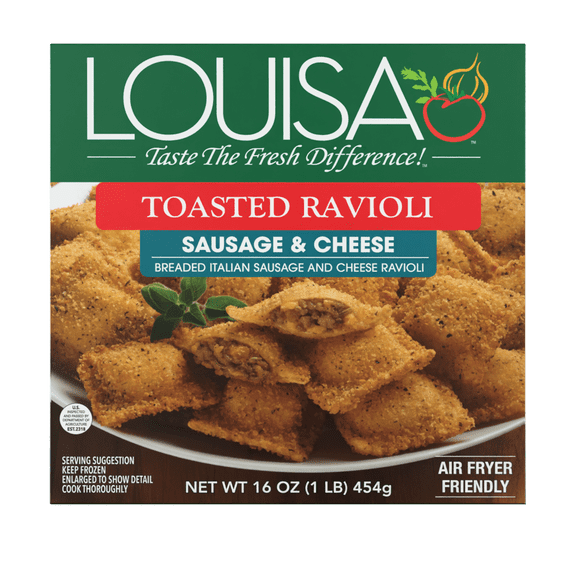 Louisa Toasted Sausage & Cheese Ravioli, 16 oz Box – Frozen Pasta Meal with Italian Breadcrumbs, Quick Family Dinner Appetizer