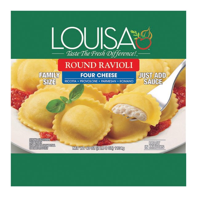 Louisa Traditional Four Cheese Round Ravioli, Frozen Pasta Meal, Family Size, 40 oz Bag