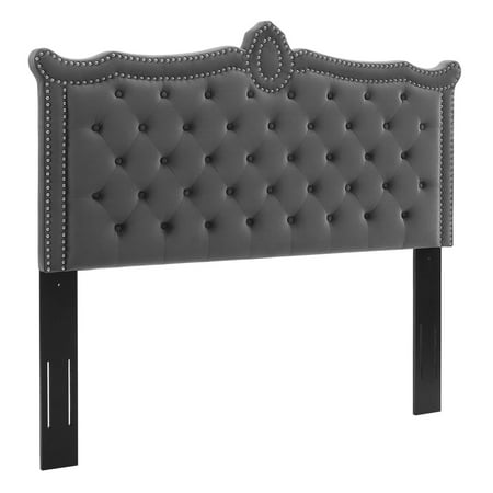 Louisa Tufted Performance Velvet Twin Headboard, Charcoal