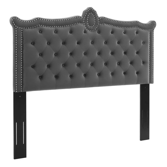 Louisa Tufted Performance Velvet Twin Headboard, Charcoal