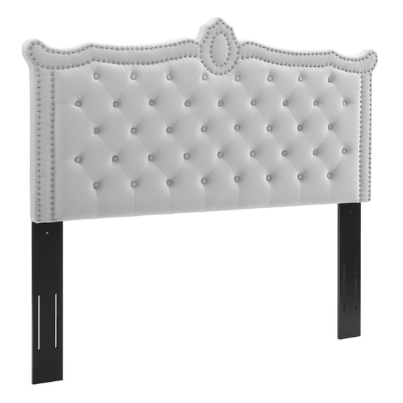 Louisa Tufted Performance Velvet Twin Headboard, Light Gray
