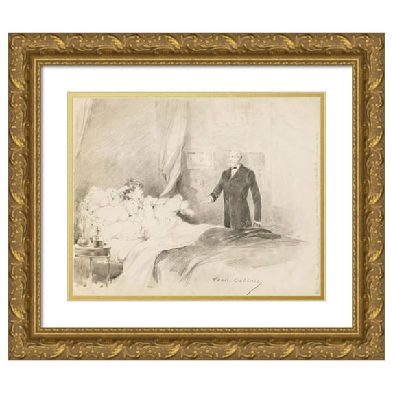 Louise Abbéma 24x20 Gold Ornate Framed and Double Matted Museum Art Print Titled - Scenes Of Sarah Bernhardt's Life 3 (1879)
