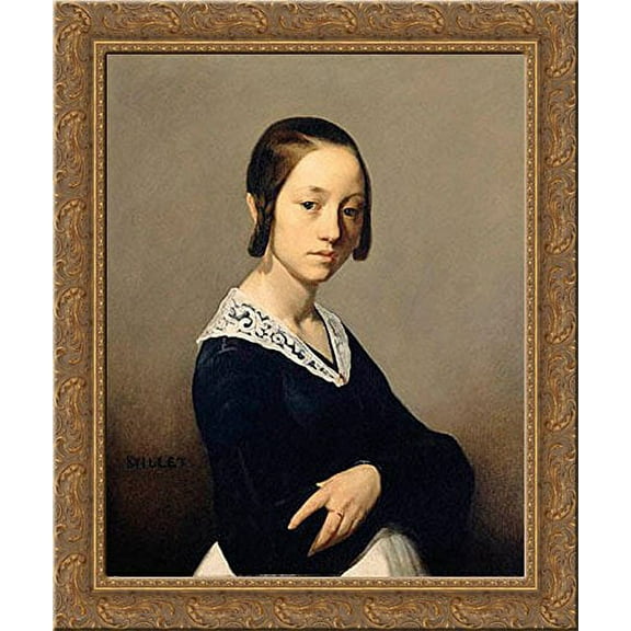 Louise Antoinette Feuardent 20x23 Gold Ornate Wood Framed Canvas Art by Millet, Jean Francois