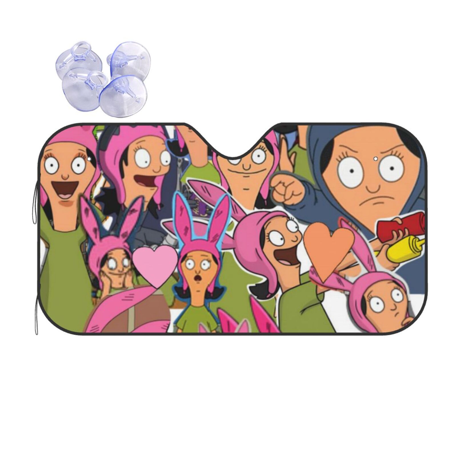 Louise Belcher Bob's Burgers Fashion Car Sunshade UV Rays Sun Visor Protector Foldable Protect