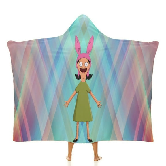 Louise Belcher Bob's Burgers Soft Wearable Blanket Hoodie Hooded Blanket Warm Decor Gift For Kids Adult For Sofa Bed Office
