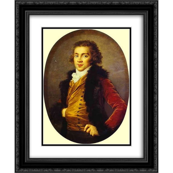 Louise Elisabeth Vigee Le Brun 2x Matted 20x24 Black Ornate Framed Art Print 'Portrait of Baron Grigory Alexandrovich Stroganoff'