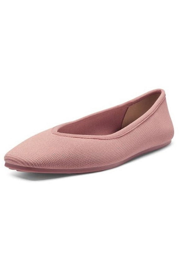 ALYAH Rosina Pink Washable Knit Pointed-Toe Slip On Ballet Flats (ROSINA, 5.5)