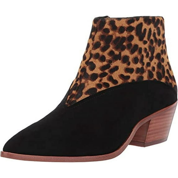 Louise Et Cie Women's VADA Exotic Pointed Toe Stacked Heel Suede Booties LEOPARD (LEOPARD, 5)