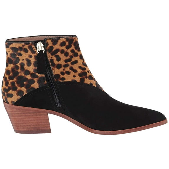 Louise Et Cie Women's VADA Exotic Pointed Toe Stacked Heel Suede Booties LEOPARD (LEOPARD, 7)